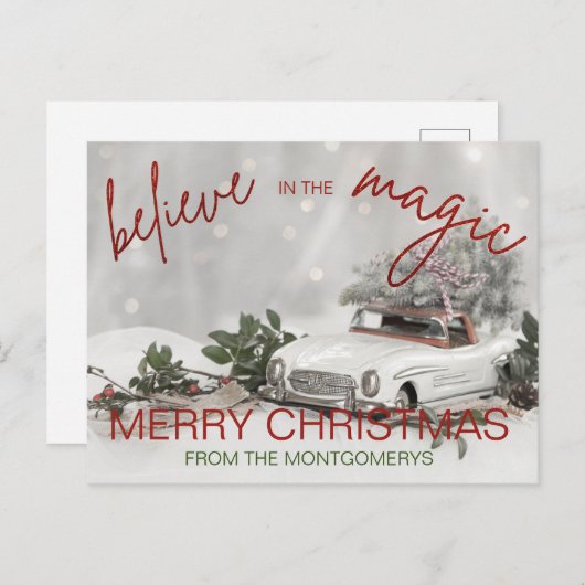 ヴィンテージカークリスマスオーナメントフォトクリスマス シーズンポストカード (正面/裏面)