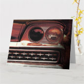 ヴィンテージカーグリルヘッドライトビッグ誕生日カード カード (黄色い花)