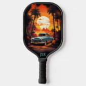 ヴィンテージカーサンセット – 車パーソナライズされた好き向け ピックルボールラケット (裏面)