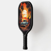 ヴィンテージカーサンセット – 車パーソナライズされた好き向け ピックルボールラケット (左)