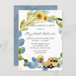ヴィンテージカーサンフラワーズバチェロレッテ 招待状