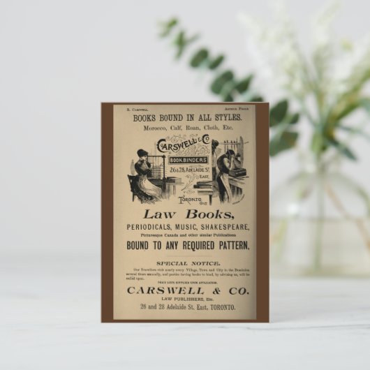 ヴィンテージカーズウェルトロントプリントバインダリーウーマン ポストカード (スタンド正面)