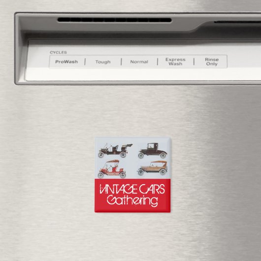 ヴィンテージカーズギャザリングクラシックオートレッドグレー マグネット (インサイチュ (食洗機))