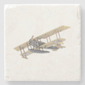 ヴィンテージカーチスフロートプレーンアンティーク水上航空機 ストーンコースター (正面)