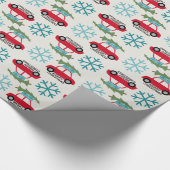 ヴィンテージカーツリープレゼントとメリークリスマス ラッピングペーパー (角)