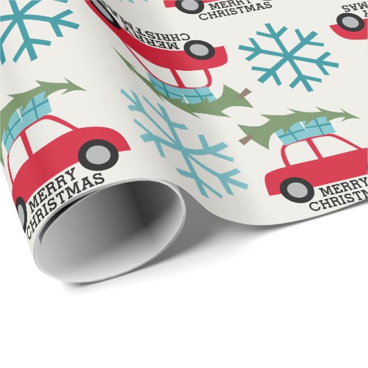 ヴィンテージカーツリープレゼントとメリークリスマス ラッピングペーパー (ロールコーナー)