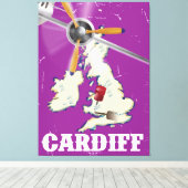 ヴィンテージカーディフウェールズ旅行ポスター キャンバスプリント (インサイチュ (ウッドフロア))