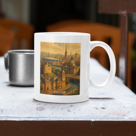 ヴィンテージカーディフウェールズUKレトロアート コーヒーマグカップ