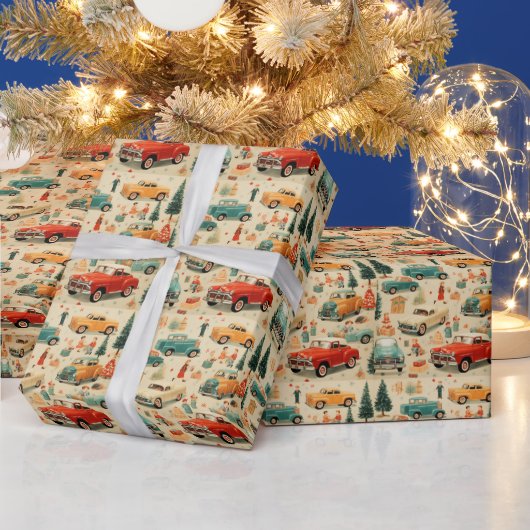 ヴィンテージカートラッククリスマスショッピング ラッピングペーパー (クリスマス)