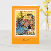 ヴィンテージカードが元気に花子供 カード (黄色い花)