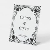 ヴィンテージカードとギフト白黒ありがとうスクリプト 台座サイン (正面)