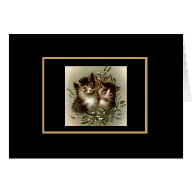 ヴィンテージカードの猫の静物画 (正面横)