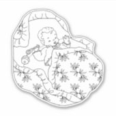 ヴィンテージカードガールベビーシャワーラインアートカラーリング シール (正面)