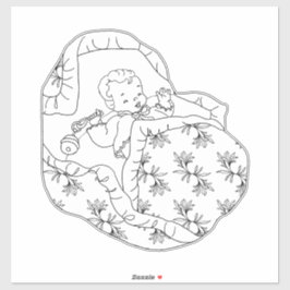 ヴィンテージカードガールベビーシャワーラインアートカラーリング シール