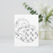 ヴィンテージカードガールベビーシャワーラインアートカラーリング ポストカード (スタンド正面)