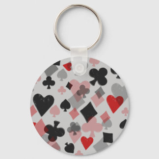 ヴィンテージカードスーツのコラージュ – 赤と黒 キーホルダー