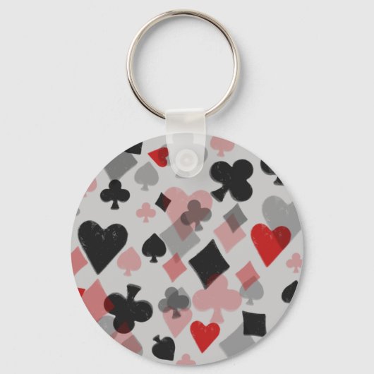 ヴィンテージカードスーツのコラージュ – 赤と黒 キーホルダー (正面)