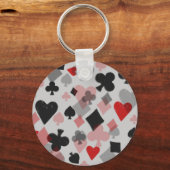 ヴィンテージカードスーツのコラージュ – 赤と黒 キーホルダー (正面)