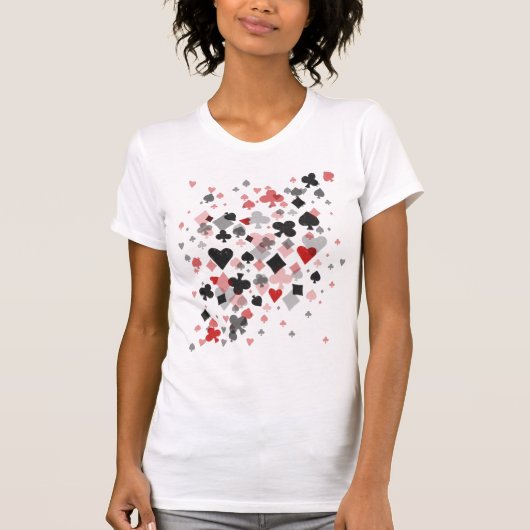 ヴィンテージカードスーツのコラージュ-赤及び黒 Tシャツ (正面)