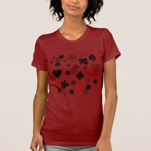 ヴィンテージカードスーツのコラージュ-赤及び黒 Tシャツ