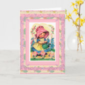 ヴィンテージカードハッピーバースデーから小さな女の子 カード (黄色い花)