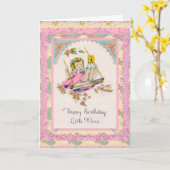 ヴィンテージカードハッピーバースデーから小さな女の子 カード (黄色い花)