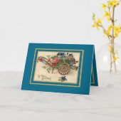 ヴィンテージカードフローラカート花ハッピーバースデー カード (黄色い花)