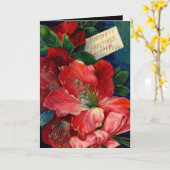 ヴィンテージカードレッドフラワーバースデーグリーティング カード (黄色い花)