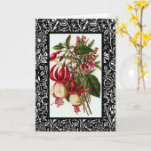 ヴィンテージカードレッドフローラ白黒フレーム カード (黄色い花)