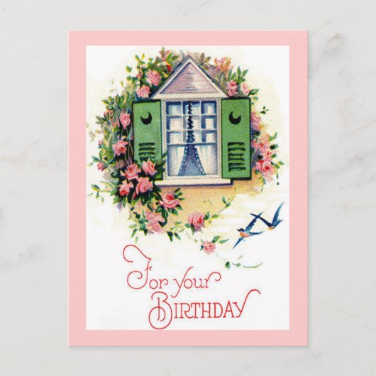 ヴィンテージカード用誕生日 ポストカード (正面)
