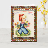 ヴィンテージカード誕生日 カード (黄色い花)