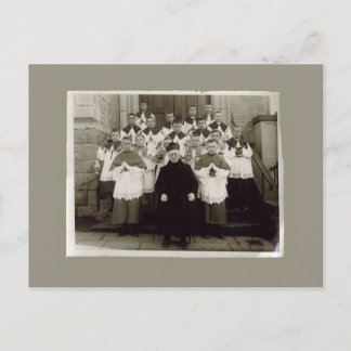 ヴィンテージカード – カトリック教会の司祭と少年 ポストカード