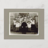 ヴィンテージカード – カトリック教会の司祭と少年 ポストカード (正面)