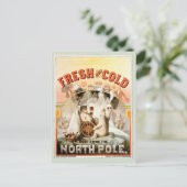 ヴィンテージカード、ラガービールの白くま、北極 ポストカード (スタンド正面)