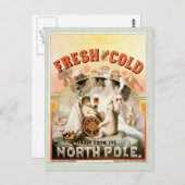 ヴィンテージカード、ラガービールの白くま、北極 ポストカード (正面/裏面)