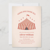 ヴィンテージカーニバルサーカスビッグトップベビーシャワー 招待状 (正面)
