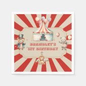 ヴィンテージカーニバルサーカス&動物誕生日ナプキン スタンダードカクテルナプキン (正面)