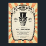 ヴィンテージカーニバルショーハロウィーン招待状 招待状<br><div class="desc">ヴィンテージハローウィンパーティ招待状トップハットにスカルを搭載し、アンティークカーニバルポスターデザイン。</div>