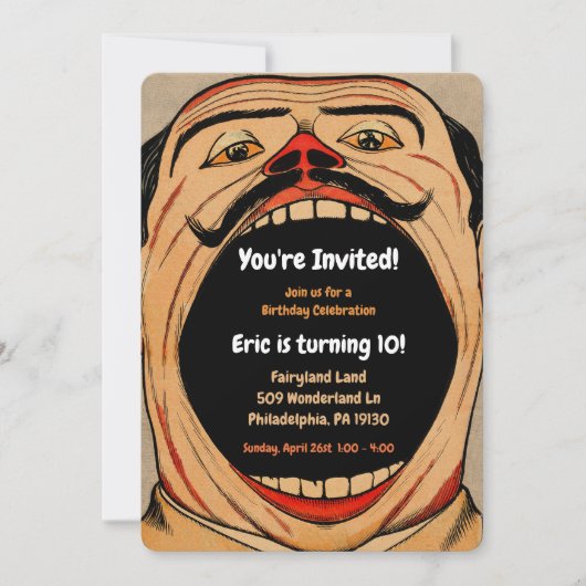 ヴィンテージカーニバルスタイル誕生日パーティー 招待状 (正面)