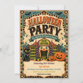 ヴィンテージカーニバルハロウィンパーティー招待状 招待状 (正面)