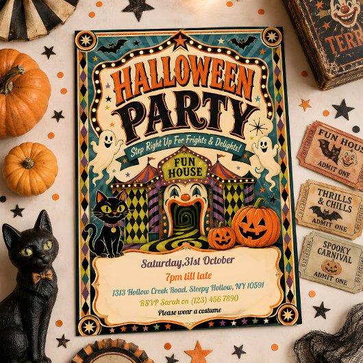 ヴィンテージカーニバルハロウィンパーティー招待状 招待状