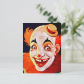 ヴィンテージカーニバルピエロはがき ポストカード (スタンド正面)