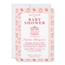 ヴィンテージカーニバルベビーシャワー招待状