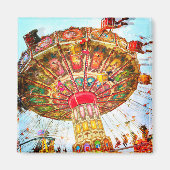 ヴィンテージカーニバルレトロスイングライド写真はっきりしたおもしろい マグネット (正面)