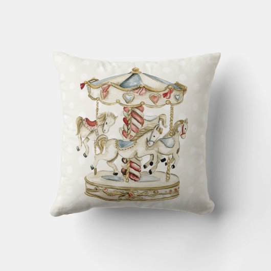ヴィンテージカーニバル回転木馬ウマ水玉模様 クッション (裏面)