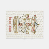 ヴィンテージカーニバル回転木馬ウマ男の赤ちゃんガール フリースブランケット (正面(横))