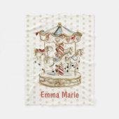 ヴィンテージカーニバル回転木馬ウマ男の赤ちゃんガール フリースブランケット (正面)