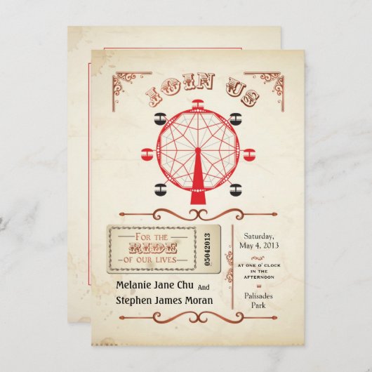 ヴィンテージカーニバル観覧車招待状 招待状 (正面/裏面)