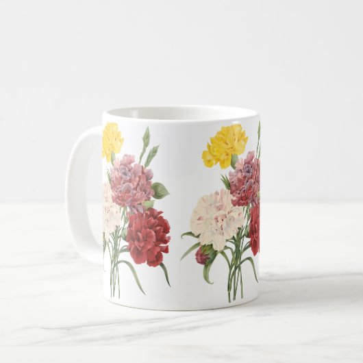 ヴィンテージカーネーションディアンツスガーデンフラワーズリドゥート コーヒーマグカップ (正面左)
