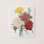 ヴィンテージカーネーションディアンツスガーデンフラワーズリドゥート ジグソーパズル (縦)